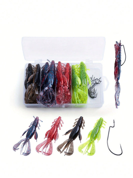 GOTURE 1set Fishing Soft Plastic Lures Kit Jig Head Hooks Crappie Lures Trout Bass Fishing Worm Lures Crappie Jigs Fishing Lures Set With Tackl Box For Freshwater Saltwater Fishing