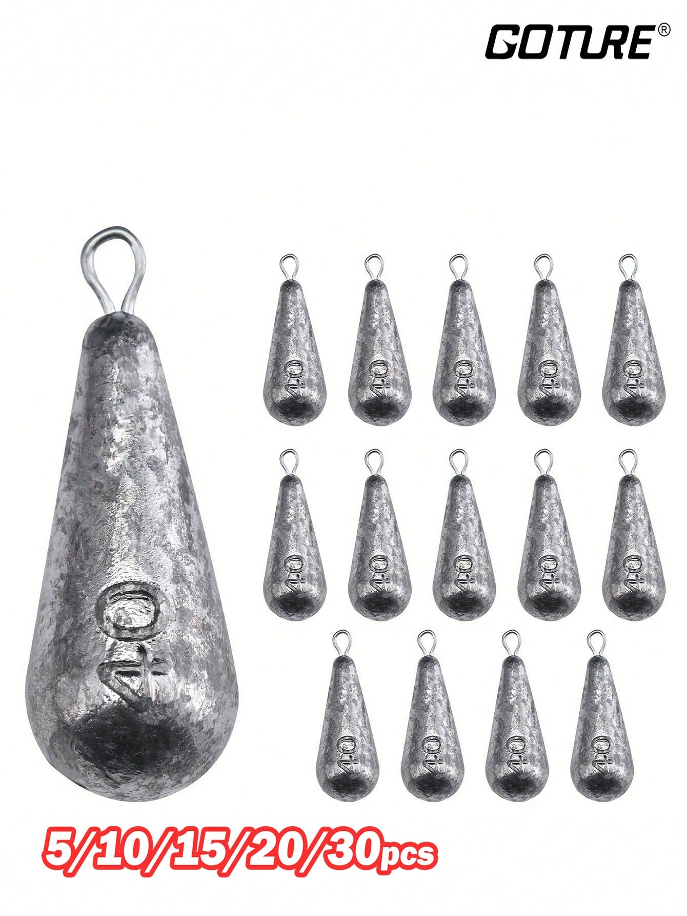 Goture 5/10/15/20/30pcs Fishing Weights Sinkers Willow Leaf/Drop Shot/Bullet Weights With Swivel Ideal Fishing Sinkers And Weights,Lead Weights For Accurate Casting And Versatile Angling