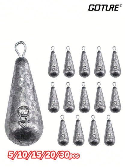 Goture 5/10/15/20/30pcs Fishing Weights Sinkers Willow Leaf/Drop Shot/Bullet Weights With Swivel Ideal Fishing Sinkers And Weights,Lead Weights For Accurate Casting And Versatile Angling