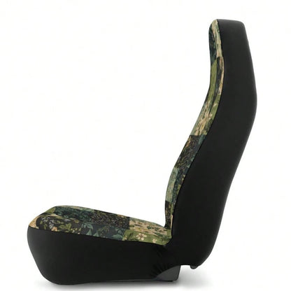 Green Boho Patchwork Car Seat Covers 1PC/2Pcs Double-Sided Brushed Milk Silk Quilted Floral Black Beige Auto Protection