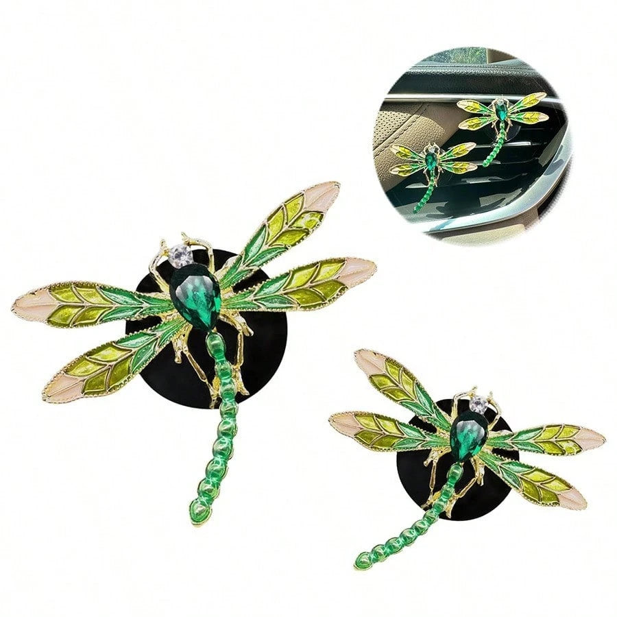 Green Dragonfly Car Vent Decor, Insect Auto Perfume Clip Aromatherapy