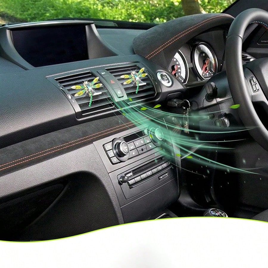 Green Dragonfly Car Vent Decor, Insect Auto Perfume Clip Aromatherapy