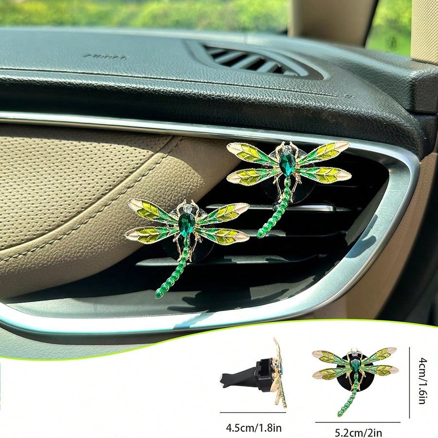 Green Dragonfly Car Vent Decor, Insect Auto Perfume Clip Aromatherapy