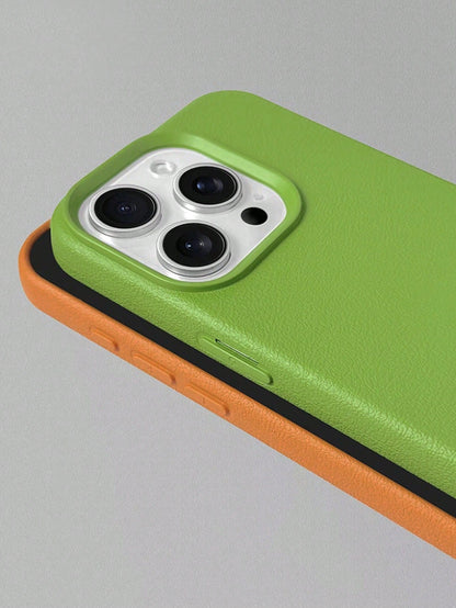 Green Minimalist High-Grade Leather Texture Phone Case Compatible With IPhone 17 Pro Max/17 Pro/17 Air/17/16 Pro Max/16 Pro/16/16 Plus/16e/15/15 Pro Max/15 Pro/15 Plus/11/12/13/14 Pro Max/XS/XR/11 Pro