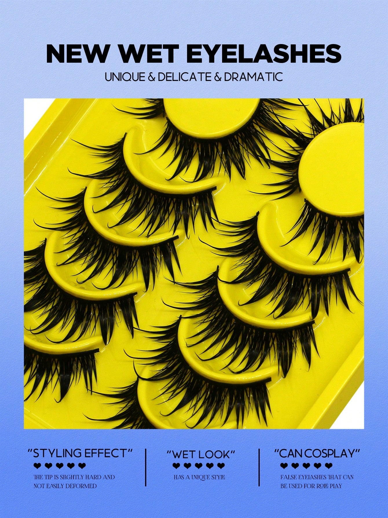 GROINNEYA 6 Pairs Wet Manga Lashes Anime False Eyelashes Natural Look Fake Lashes Wet Wispy Eyelashes Extensions Makeup Tool(SJ03) Strip Lashes,Lashes,Eyelashes,Fake Lashes