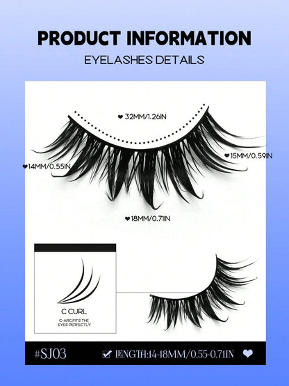 GROINNEYA 6 Pairs Wet Manga Lashes Anime False Eyelashes Natural Look Fake Lashes Wet Wispy Eyelashes Extensions Makeup Tool(SJ03) Strip Lashes,Lashes,Eyelashes,Fake Lashes