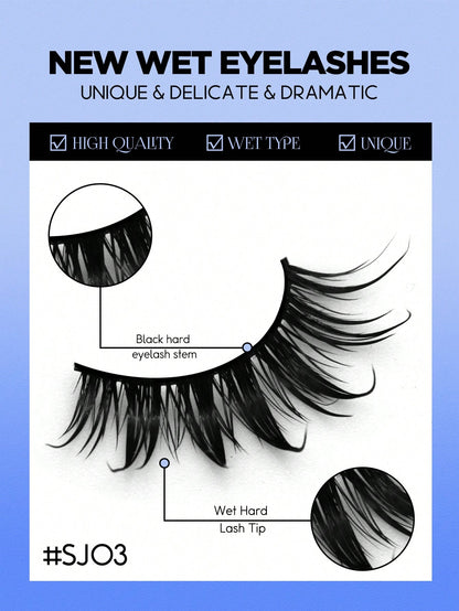 GROINNEYA 6 Pairs Wet Manga Lashes Anime False Eyelashes Natural Look Fake Lashes Wet Wispy Eyelashes Extensions Makeup Tool(SJ03) Strip Lashes,Lashes,Eyelashes,Fake Lashes