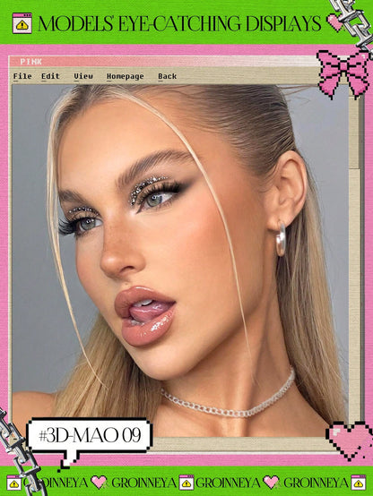 GROINNEYA Cat Eye Lashes 5 Pairs Faux Mink Eyelashes Fox Eye Lashes Winged Lashes Natural Look Wispy Mink Eyelashes Full Strip Lashes Makeup(3DMAO-09)