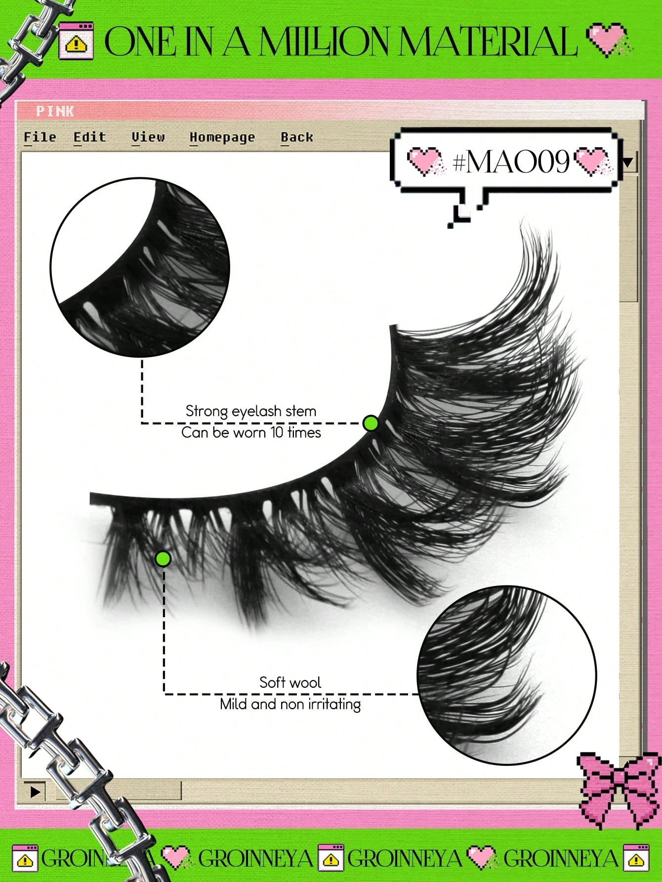 GROINNEYA Cat Eye Lashes 5 Pairs Faux Mink Eyelashes Fox Eye Lashes Winged Lashes Natural Look Wispy Mink Eyelashes Full Strip Lashes Makeup(3DMAO-09)