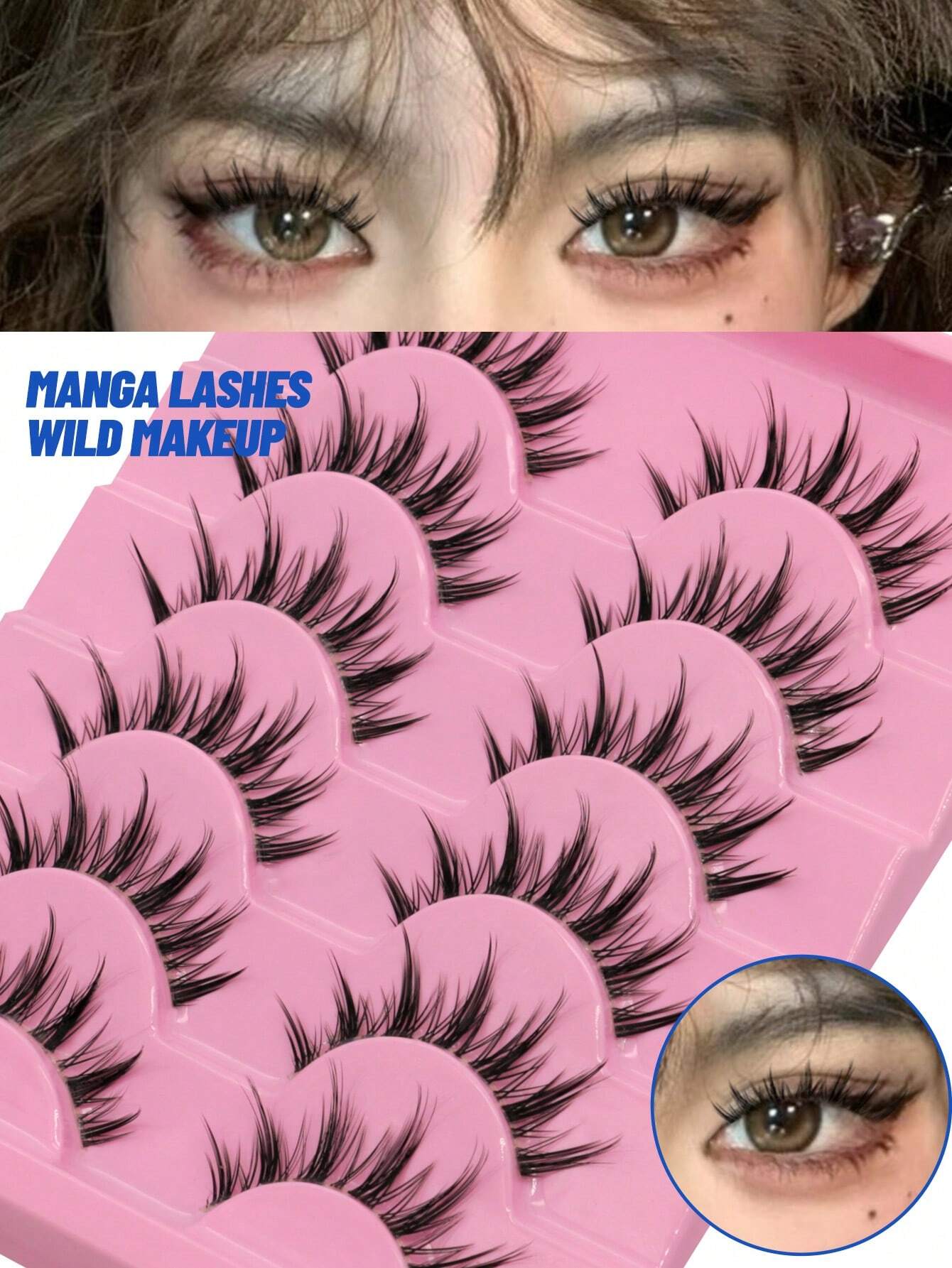 GROINNEYA Manga Lashes Clear Band Eyelashes Natural Crossed Wispy Fake Eyelashes Cosplay Makeup Tools(QY03) Strip Lashes,Lashes,Eyelashes,Fake Lashes