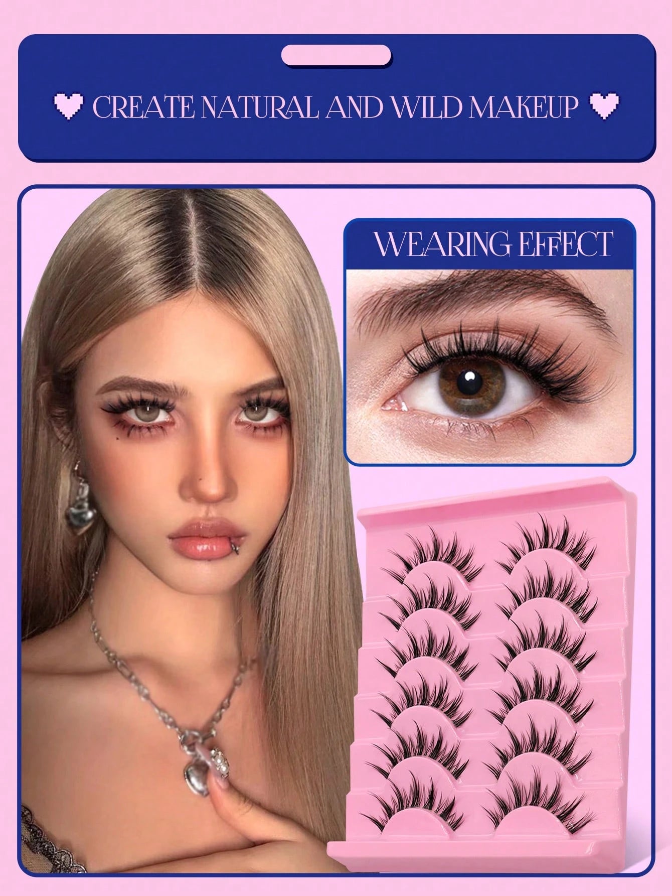 GROINNEYA Manga Lashes Clear Band Eyelashes Natural Crossed Wispy Fake Eyelashes Cosplay Makeup Tools(QY03) Strip Lashes,Lashes,Eyelashes,Fake Lashes