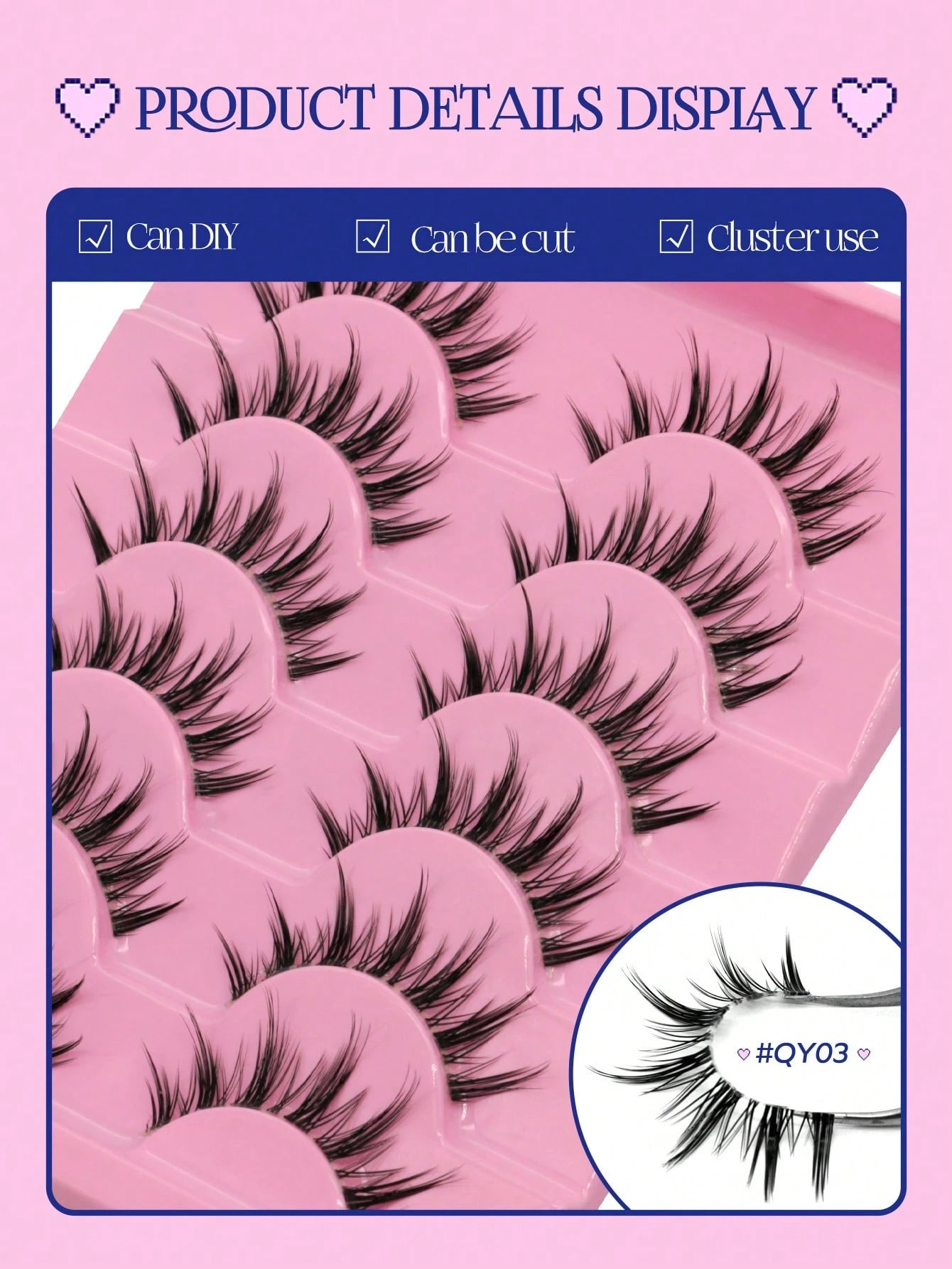 GROINNEYA Manga Lashes Clear Band Eyelashes Natural Crossed Wispy Fake Eyelashes Cosplay Makeup Tools(QY03) Strip Lashes,Lashes,Eyelashes,Fake Lashes
