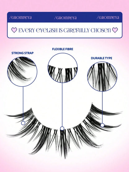 GROINNEYA Manga Lashes Clear Band Eyelashes Natural Crossed Wispy Fake Eyelashes Cosplay Makeup Tools(QY03) Strip Lashes,Lashes,Eyelashes,Fake Lashes