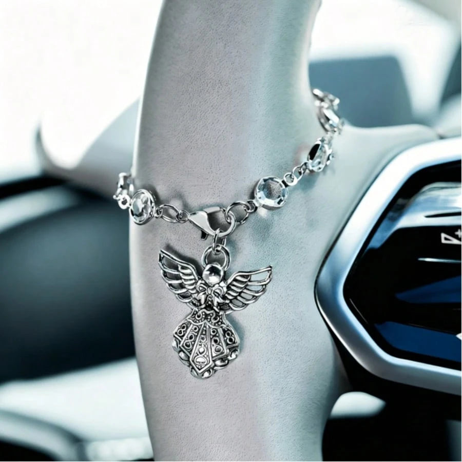 Guardian Angel Pendant Car Interior Pendant Charm Wings Car Steering Wheel Chain
