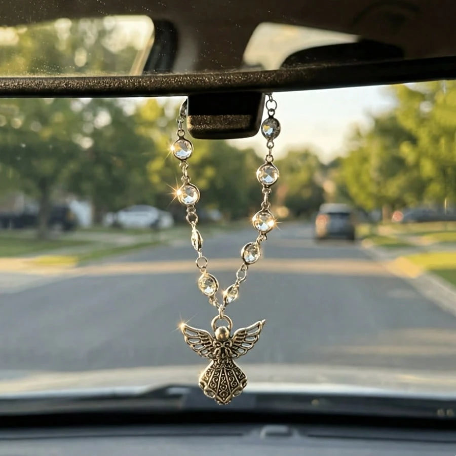 Guardian Angel Pendant Car Interior Pendant Charm Wings Car Steering Wheel Chain