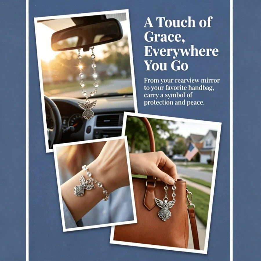 Guardian Angel Pendant Car Interior Pendant Charm Wings Car Steering Wheel Chain