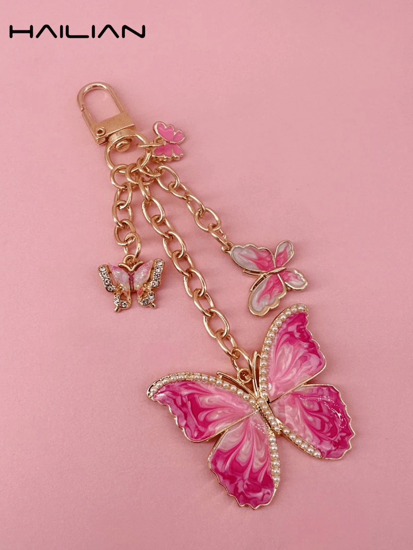 HAILIAN This Metal Chain Pendant Is Made Of Alloy Material, With A Butterfly Design. There Are Various Styles Available, Including Gradient Butterfly, Pearl Butterfly, And Rhinestone Butterfly. It Can