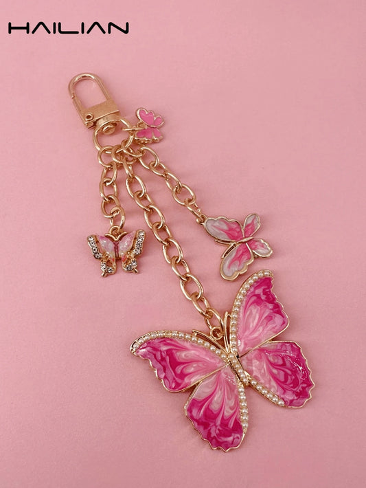HAILIAN This Metal Chain Pendant Is Made Of Alloy Material, With A Butterfly Design. There Are Various Styles Available, Including Gradient Butterfly, Pearl Butterfly, And Rhinestone Butterfly. It Can