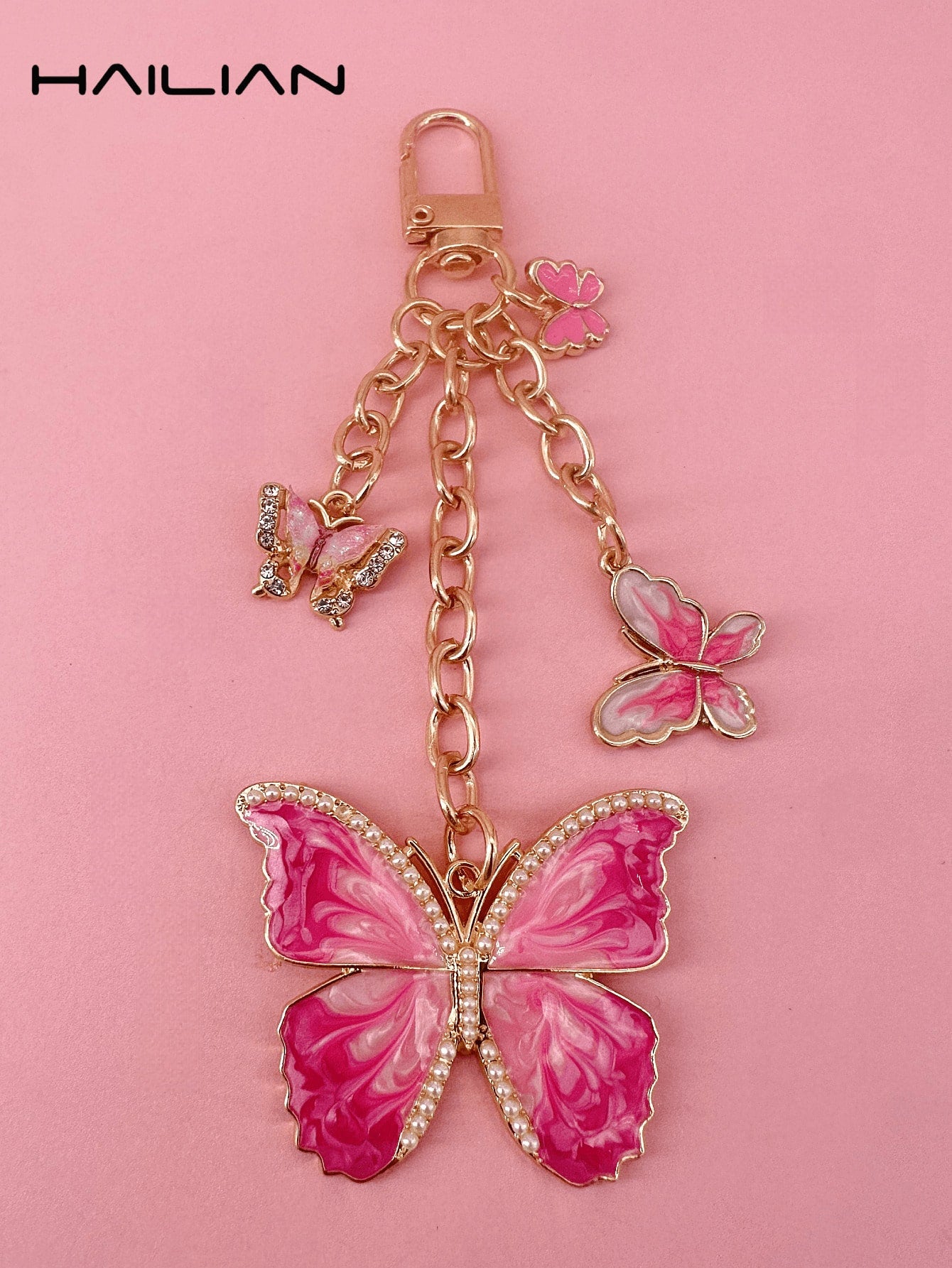 HAILIAN This Metal Chain Pendant Is Made Of Alloy Material, With A Butterfly Design. There Are Various Styles Available, Including Gradient Butterfly, Pearl Butterfly, And Rhinestone Butterfly. It Can