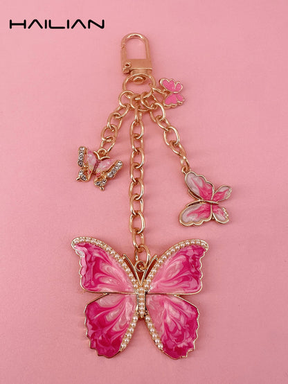 HAILIAN This Metal Chain Pendant Is Made Of Alloy Material, With A Butterfly Design. There Are Various Styles Available, Including Gradient Butterfly, Pearl Butterfly, And Rhinestone Butterfly. It Can