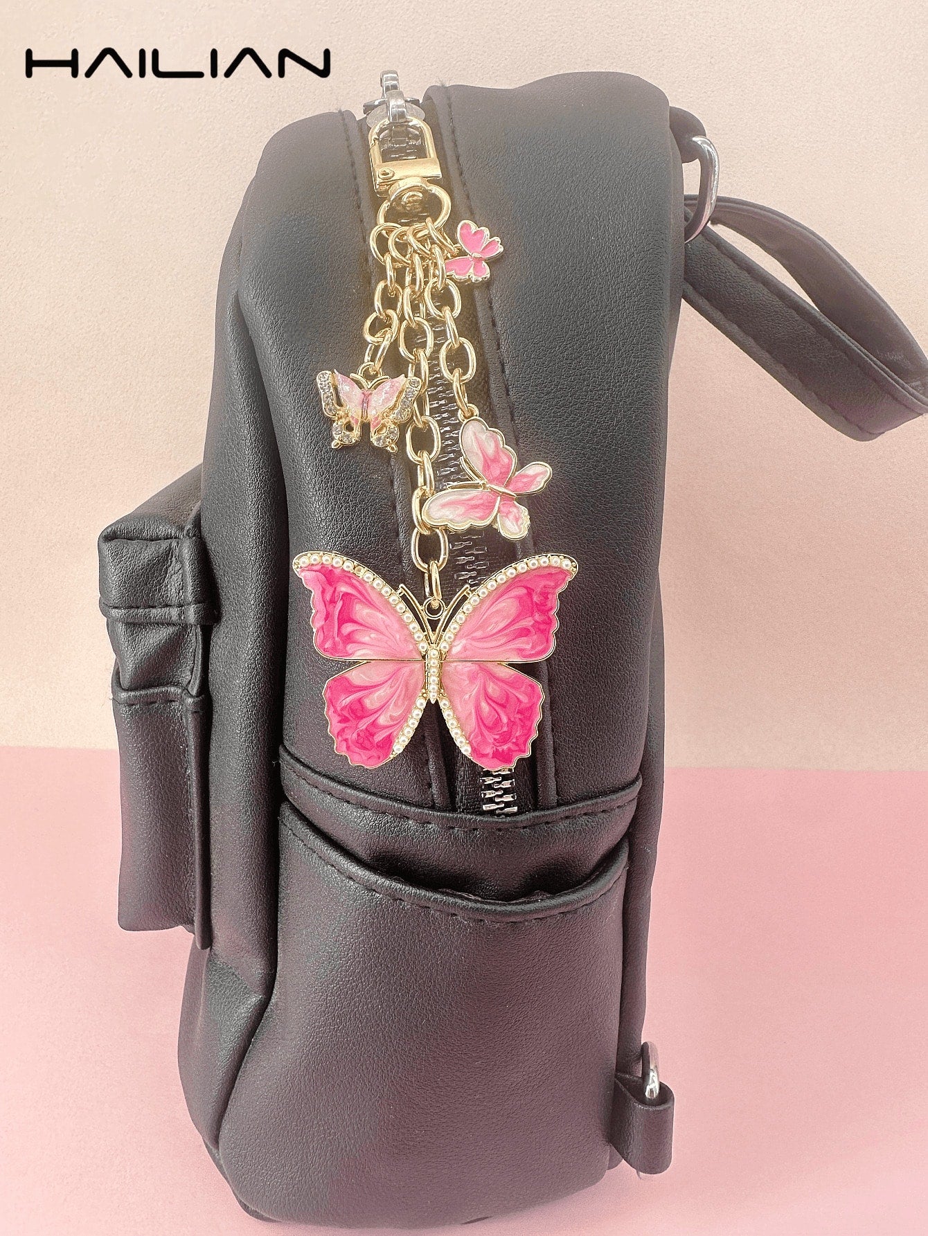 HAILIAN This Metal Chain Pendant Is Made Of Alloy Material, With A Butterfly Design. There Are Various Styles Available, Including Gradient Butterfly, Pearl Butterfly, And Rhinestone Butterfly. It Can