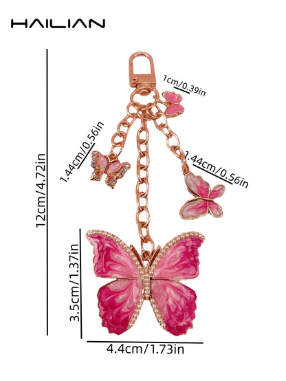 HAILIAN This Metal Chain Pendant Is Made Of Alloy Material, With A Butterfly Design. There Are Various Styles Available, Including Gradient Butterfly, Pearl Butterfly, And Rhinestone Butterfly. It Can