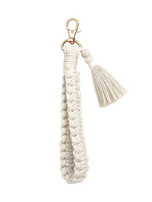 Hand Woven Tassel Keychain Keyrings Lanyard Braided Key Fob Strap Lobster Claw Bohemian Bracelet Gift Wrist Strap Bag Pendant Accessories Key Chain Charms Crochet Key Lanyard
