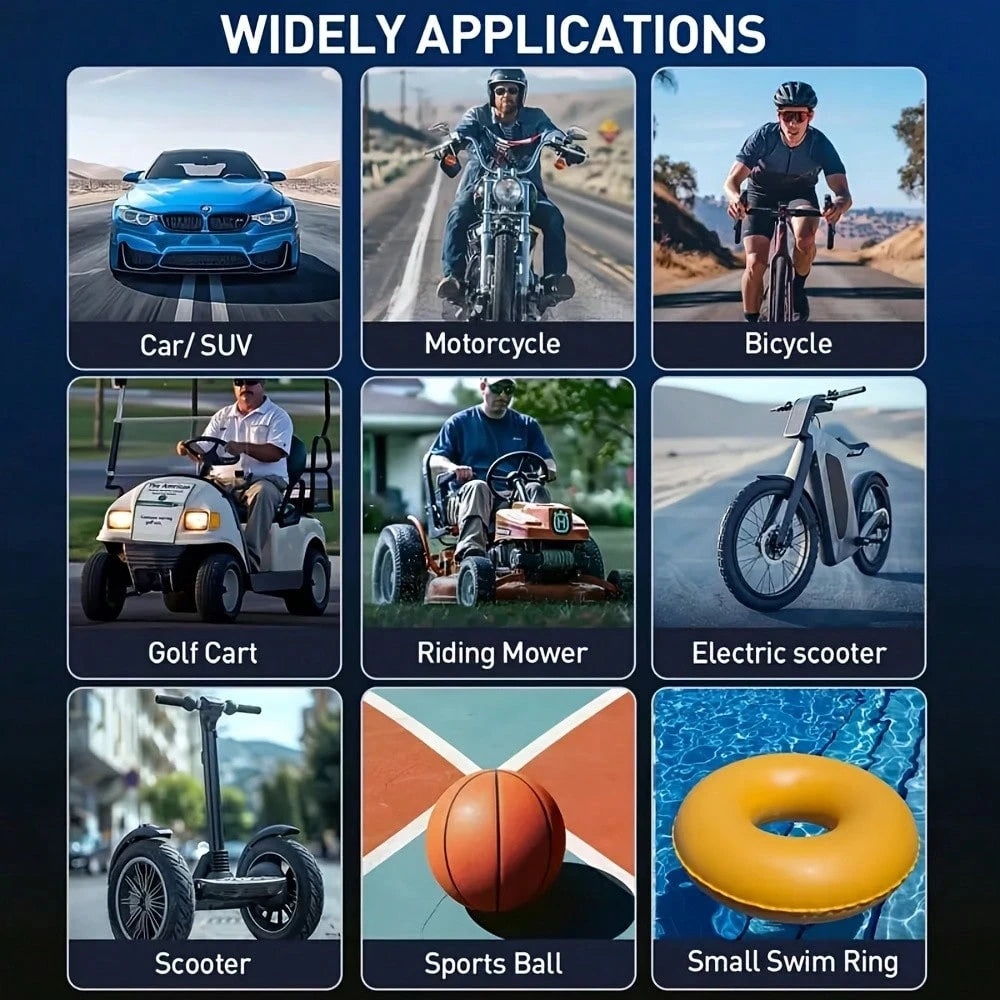 Handheld Wireless Inflation Pump, Digital Air Injector, Bicycle, Car, Motorcycle, Wireless Air Compressor (Digital Display), Equipped With Three Types Of Air Nozzles, With Digital Dual Values Display