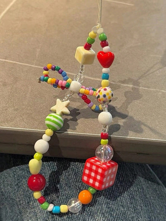 Handmade Cellphone Lanyard With Colorful Bowknot, Dopamine Design, DIY Beaded Camera Strap, Phone Anti-Lost Rope, Earbud Pouch, Bag Pendant, For Teen Girls, Original Design