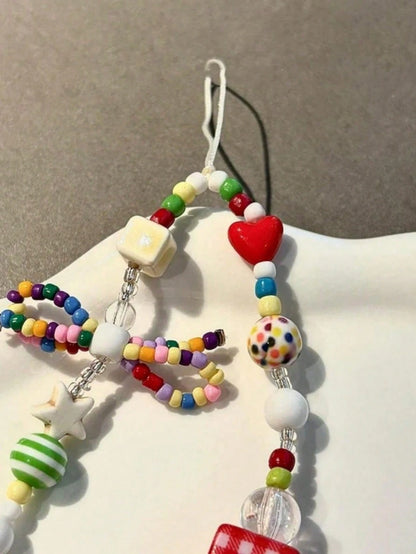 Handmade Cellphone Lanyard With Colorful Bowknot, Dopamine Design, DIY Beaded Camera Strap, Phone Anti-Lost Rope, Earbud Pouch, Bag Pendant, For Teen Girls, Original Design