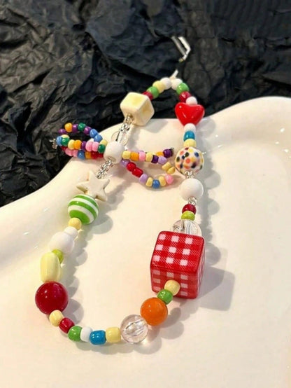 Handmade Cellphone Lanyard With Colorful Bowknot, Dopamine Design, DIY Beaded Camera Strap, Phone Anti-Lost Rope, Earbud Pouch, Bag Pendant, For Teen Girls, Original Design