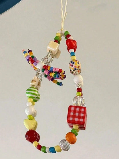 Handmade Cellphone Lanyard With Colorful Bowknot, Dopamine Design, DIY Beaded Camera Strap, Phone Anti-Lost Rope, Earbud Pouch, Bag Pendant, For Teen Girls, Original Design