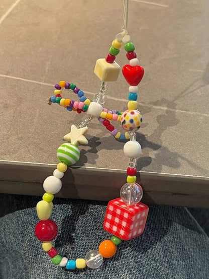 Handmade Cellphone Lanyard With Colorful Bowknot, Dopamine Design, DIY Beaded Camera Strap, Phone Anti-Lost Rope, Earbud Pouch, Bag Pendant, For Teen Girls, Original Design