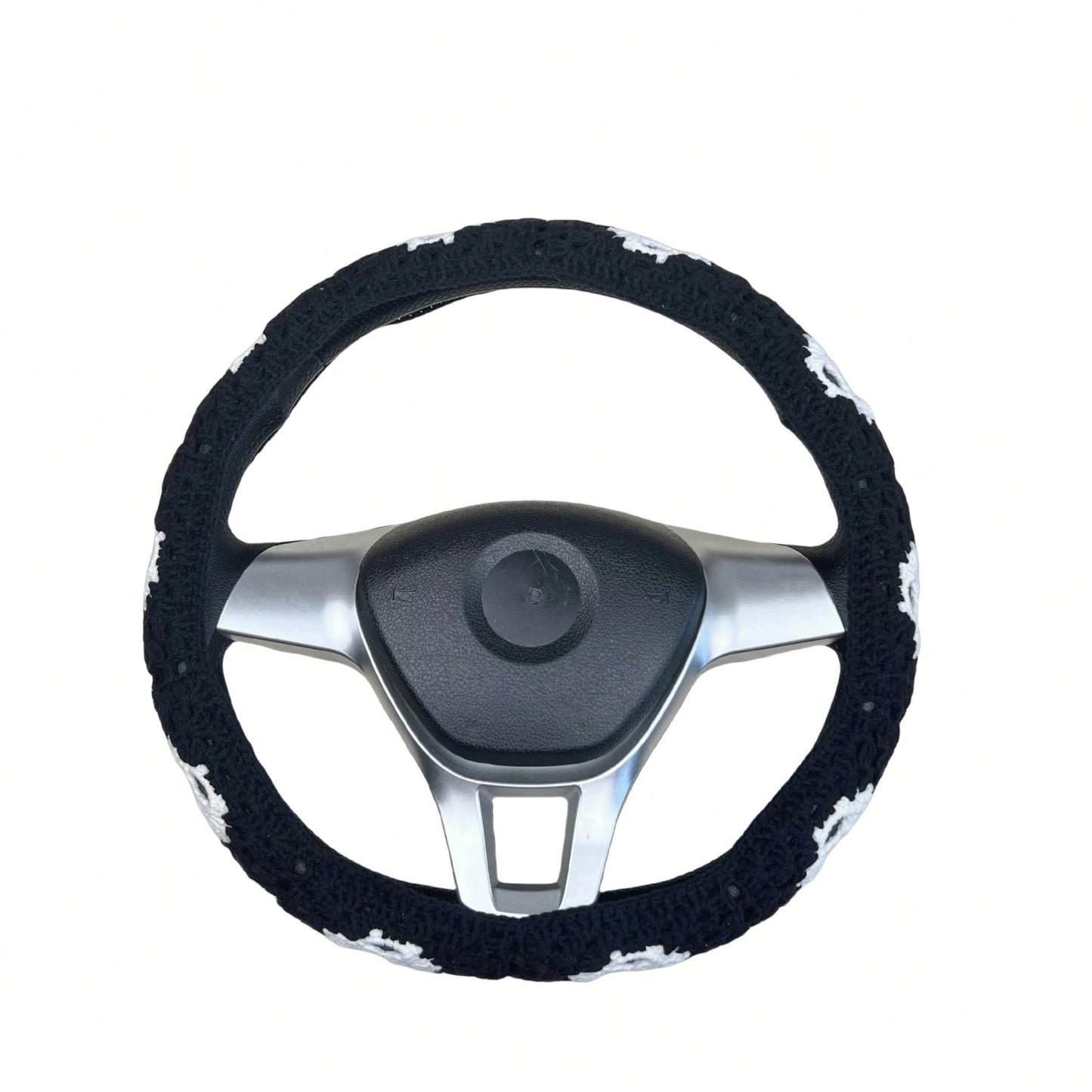 Handmade Crochet Skull Granny Square Car Steering Wheel Covers Universal 14-15 Inch For Women And Men