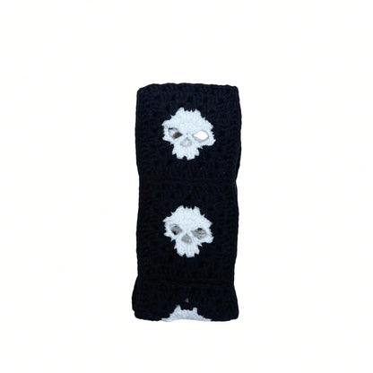 Handmade Crochet Skull Granny Square Car Steering Wheel Covers Universal 14-15 Inch For Women And Men