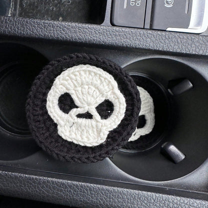 Handmade Crochet Skull Granny Square Car Steering Wheel Covers Universal 14-15 Inch For Women And Men