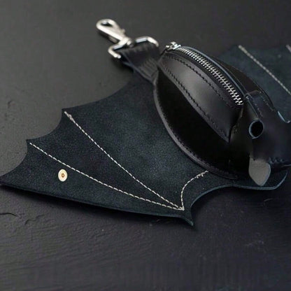 Handmade Gothic Style Bat Wing Coin Purse- Hand-Sewn Bat Wallet With Zipper Coin Pouch And Keychain Suitable Bags And Belts- Fashion Accessory Men Money Wallet Wallet Purse Wallet Small Wallet Coin