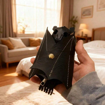 Handmade Gothic Style Bat Wing Coin Purse- Hand-Sewn Bat Wallet With Zipper Coin Pouch And Keychain Suitable Bags And Belts- Fashion Accessory Men Money Wallet Wallet Purse Wallet Small Wallet Coin
