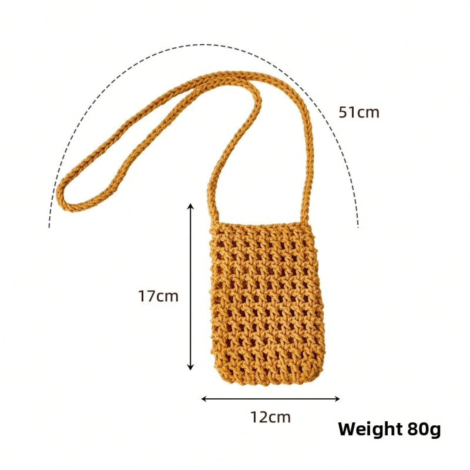 Handmade Knitted Hollow Mini Phone Bag Korean Style Bohemian Crossbody Shoulder Purse Ins Convenient Lightweight Cellphone Wallet