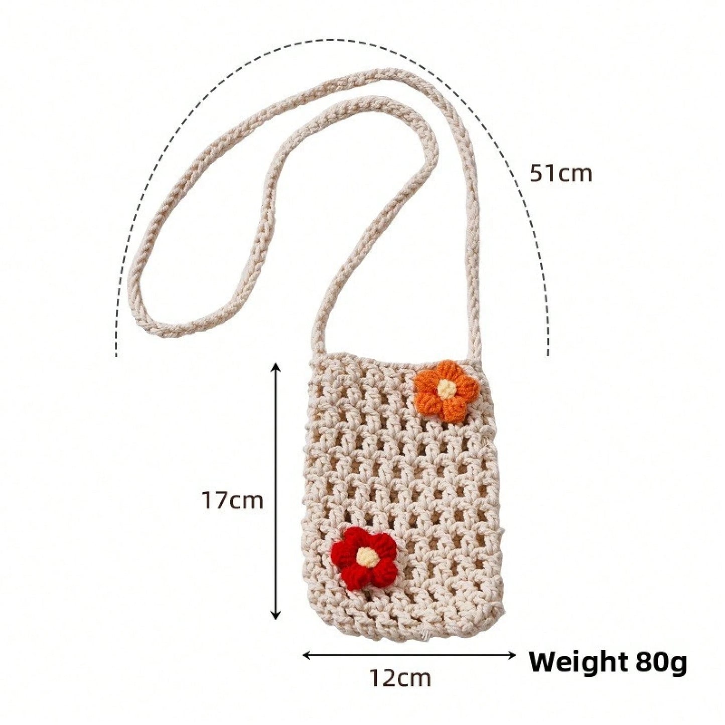 Handmade Knitted Hollow Mini Phone Bag Korean Style Bohemian Crossbody Shoulder Purse Ins Convenient Lightweight Cellphone Wallet