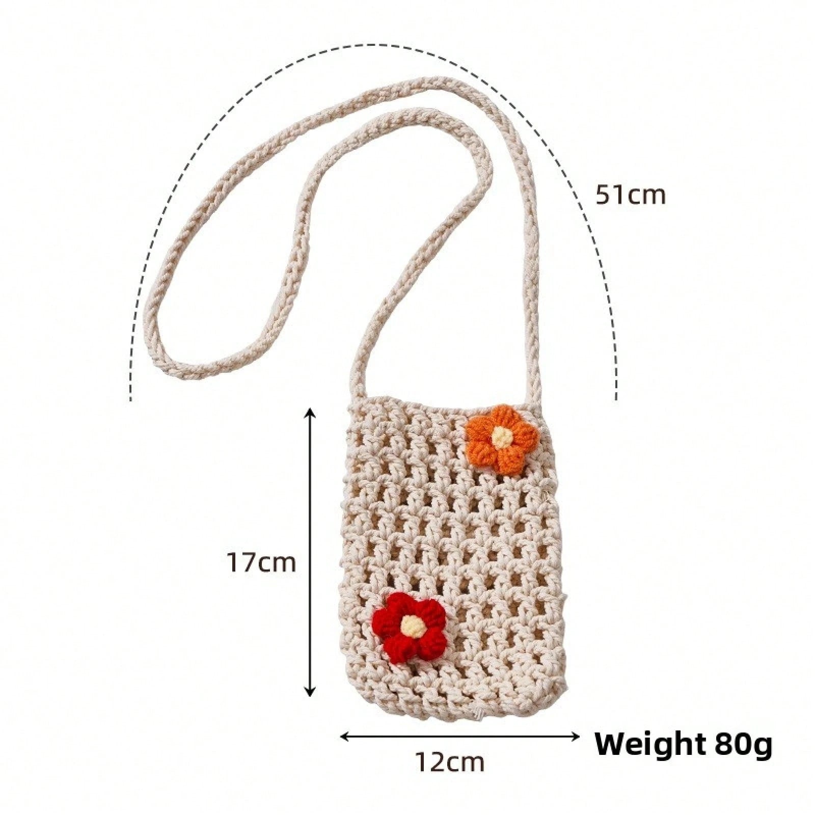Handmade Knitted Hollow Mini Phone Bag Korean Style Bohemian Crossbody Shoulder Purse Ins Convenient Lightweight Cellphone Wallet