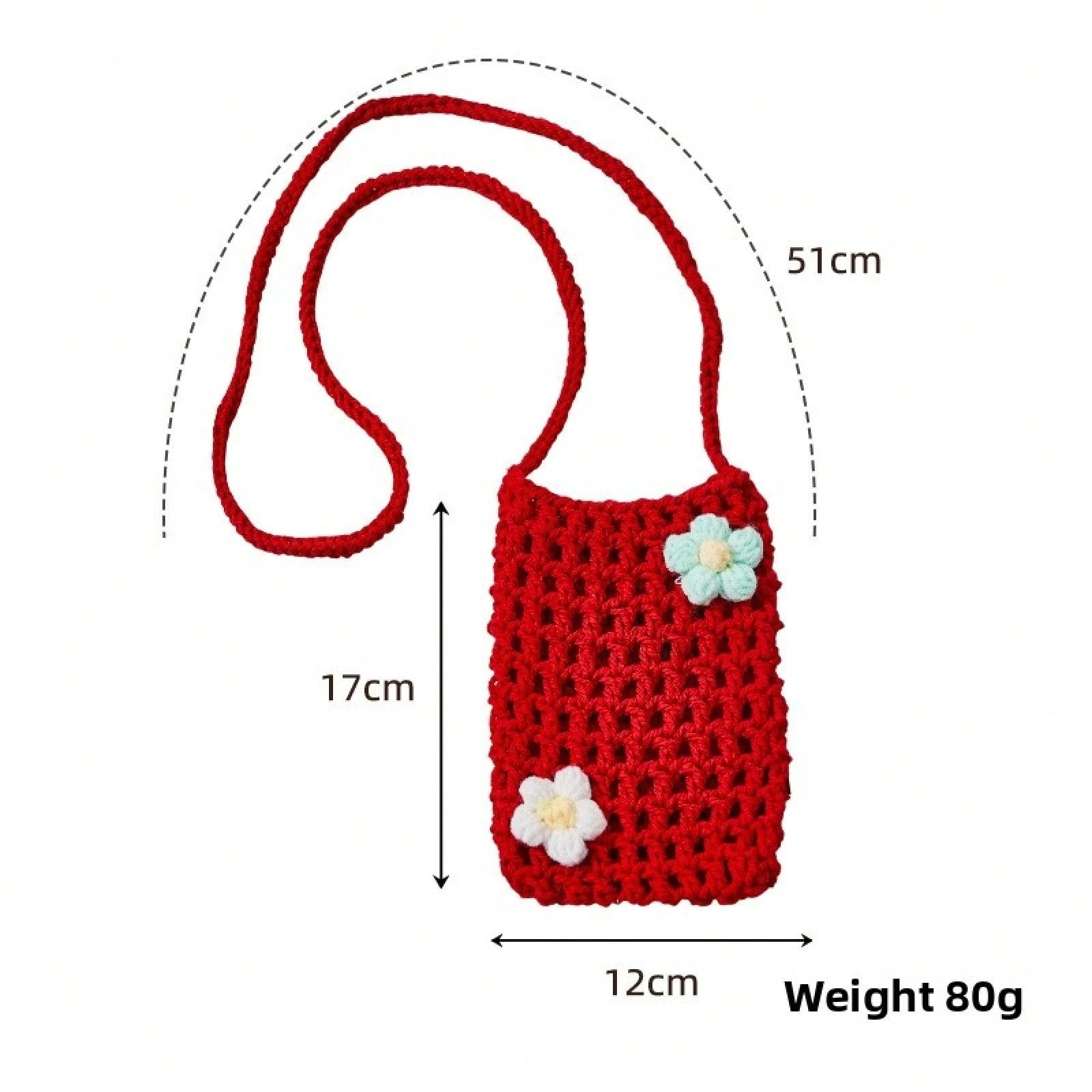 Handmade Knitted Hollow Mini Phone Bag Korean Style Bohemian Crossbody Shoulder Purse Ins Convenient Lightweight Cellphone Wallet