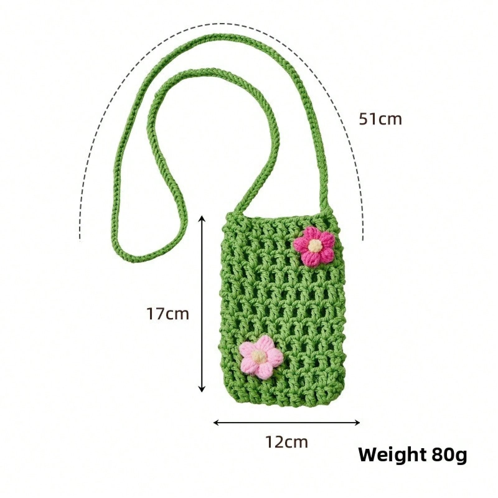 Handmade Knitted Hollow Mini Phone Bag Korean Style Bohemian Crossbody Shoulder Purse Ins Convenient Lightweight Cellphone Wallet