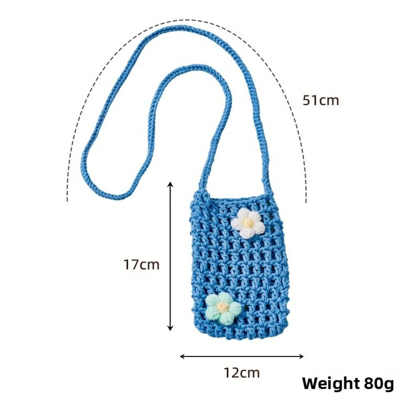 Handmade Knitted Hollow Mini Phone Bag Korean Style Bohemian Crossbody Shoulder Purse Ins Convenient Lightweight Cellphone Wallet