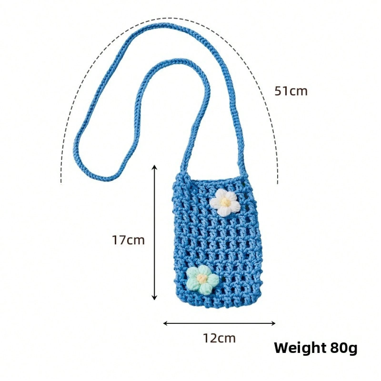 Handmade Knitted Hollow Mini Phone Bag Korean Style Bohemian Crossbody Shoulder Purse Ins Convenient Lightweight Cellphone Wallet
