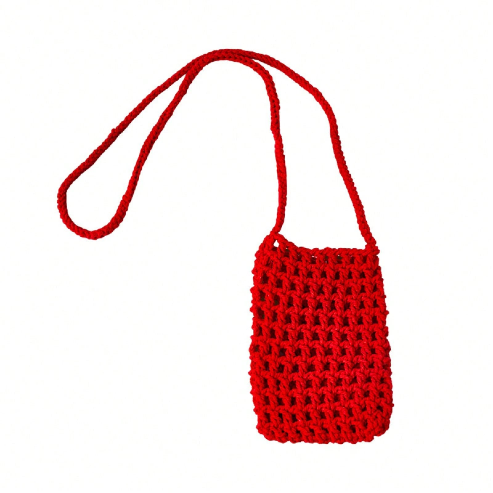 Handmade Knitted Hollow Mini Phone Bag Korean Style Bohemian Crossbody Shoulder Purse Ins Convenient Lightweight Cellphone Wallet