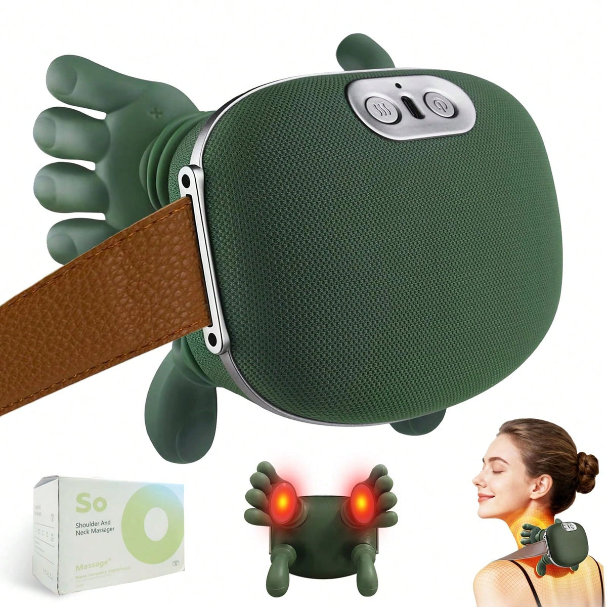 HanTai Neck Massager, Electric Neck And Back Massager With Heat, Simulated Human Hand Design Shoulder Neck Massage For Pain Relief And Deep Tissue, Massage 4D Kneading, Gifts For Men Women