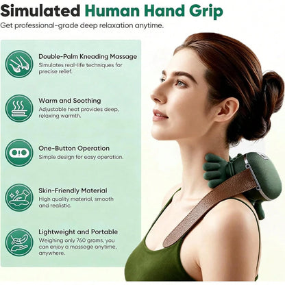 HanTai Neck Massager, Electric Neck And Back Massager With Heat, Simulated Human Hand Design Shoulder Neck Massage For Pain Relief And Deep Tissue, Massage 4D Kneading, Gifts For Men Women