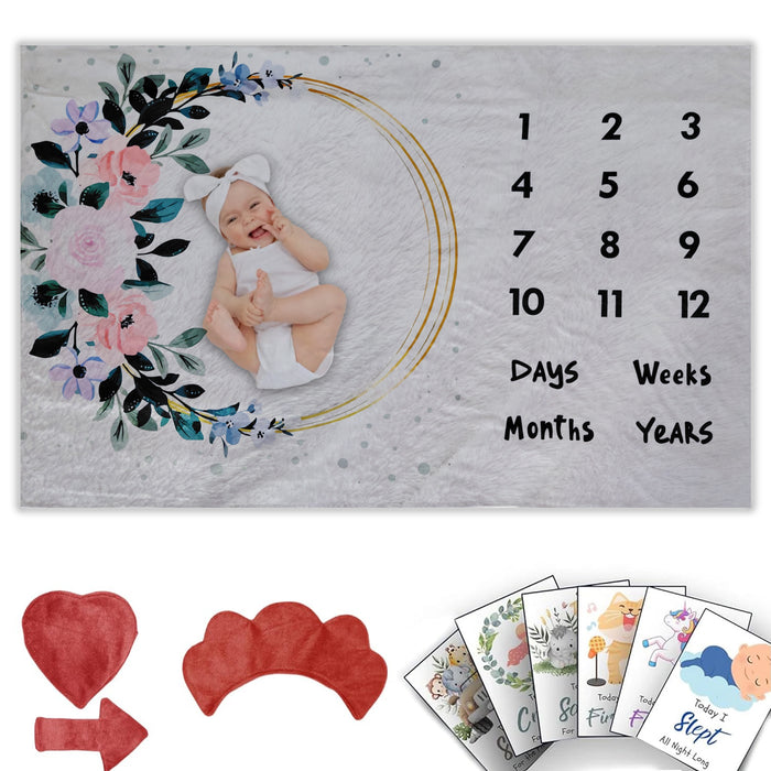 Happy Wreath - Milestone Blanket Quilt with 6 Milestone Cards and Markers