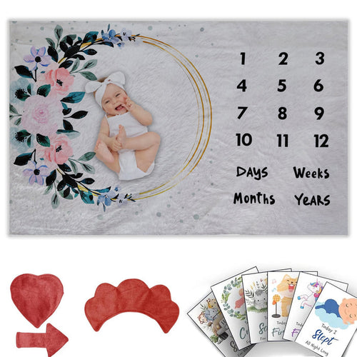 Happy Wreath - Milestone Blanket Quilt with 6 Milestone Cards and Markers